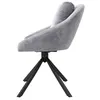 A side view of a gray upholstered chair with a black metal base. Podgląd zdjęcia produktu