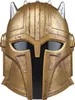 A close-up, front-facing view of a golden helmet with silver accents. Anteprima dell’immagine prodotto