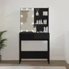 A black vanity table with LED lights and a mirror, placed against a white wall. Podgląd zdjęcia produktu