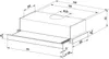 A technical drawing with dimensions of a telescopic kitchen hood. Produktbild-Vorschau