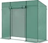 A green greenhouse tent with a rolled-up door. Produktbild-Vorschau