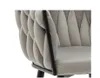Close-up of a light grey upholstered chair with a black metal frame. Produktbild-Vorschau