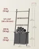 A diagram showing a ladder shelf with weights and laundry baskets, along with dimensions and weight capacities. Produktbild-Vorschau