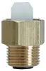 A close-up studio shot of a brass fitting with a white plastic component. Produktbild-Vorschau