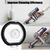 A collage showing a vacuum cleaner part and the vacuum cleaner in use. Produktbild-Vorschau