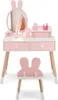 A child's vanity table and stool set with a bunny theme, displayed on a white background. Podgląd zdjęcia produktu