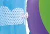 Close-up of a white suction cup with white string attached to a blue and purple inflatable surface. Voir les images du produit