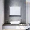 A modern bathroom vanity with a vessel sink and a large LED mirror mounted on a tiled wall. Anteprima dell’immagine prodotto