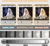 A collage showing a woman applying makeup in front of a lighted mirror with different lighting settings, along with a visual representation of brightness levels. Voir les images du produit