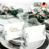 50 Tischkarten Schön dass du da bist floral grün-gold, Produktbild-Vorschau 3