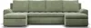 A U-shaped sofa with two chaiselongues, shown from the front against a white background.