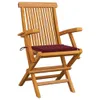 Gartenstühle mit Weinroten Kissen 8 Stk. Massivholz Teak Produktbild-Vorschau 2