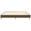 A studio shot of a dark brown fabric box spring bed frame with wooden legs, shown against a white background. Podgląd zdjęcia produktu