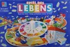 The image shows the box of the board game "Spiel des Lebens" (The Game of Life). The box art depicts various scenes from the game, including cars, houses, and people, along with game elements like a spinner and money. The background is a vibrant blue with  Produktbild-Vorschau