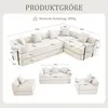 A diagram showing the dimensions of a modular sofa, with different configurations illustrated. Anteprima dell’immagine prodotto