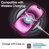 A phone case is shown on a wireless charger, indicating compatibility. Produktbild-Vorschau