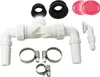 A collection of plumbing fittings and clamps for a washing machine or dryer connection. Produktbild-Vorschau