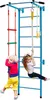 Two children are playing on a blue metal climbing frame with ropes and ladders. Produktbild-Vorschau