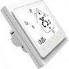A white smart thermostat is shown at an angle against a white background. Náhled obrázku produktu