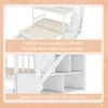 A split image showing details of a white bunk bed with stairs and storage. Anteprima dell’immagine prodotto