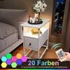 Fortuna Lai Nachttisch mit LED, Beistelltisch mit Steckdose Produktbild-Vorschau 4