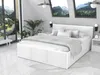 A modern bedroom with a large white bed, a hanging chair, and large windows overlooking a mountainous landscape. Produktbild-Vorschau