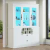 Merax Vitrine élégante en verre avec 2 tiroirs et 4 portes Voir les images du produit 10