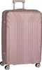 A rose gold suitcase with a telescopic handle and wheels. Produktbild-Vorschau