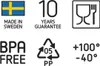 A grid of icons and text indicating product features and origin. Produktbild-Vorschau