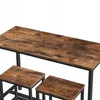 A close-up shot of a rustic-style bar table and two stools. Podgląd zdjęcia produktu