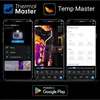A collage of three smartphone screens displaying a thermal imaging app interface, with a Google Play download button below. Voir les images du produit