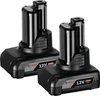 Two black Bosch 12V 4.0Ah Li-Ion professional batteries are shown against a white background. Produktbild-Vorschau