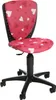 A pink children's office chair with a heart pattern.