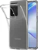 A clear phone case is shown on a white background, partially covering a smartphone. Produktbild-Vorschau