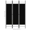 vidaXL 3-tlg. Raumteiler Schwarz 120 x 180 cm Produktbild-Vorschau 5