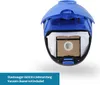 A blue vacuum cleaner with its lid open, showing a dust bag inside. The background is white. Produktbild-Vorschau