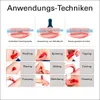 Collage of images demonstrating different application techniques for a massage tool. Voir les images du produit
