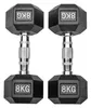 Gummierte Hexagon Hanteln mit verchromten Griffen : 2 x 8 Produktbild-Vorschau 2
