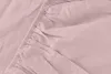A close-up view of a pink satin fitted sheet, showing the elasticized edge. Náhled obrázku produktu