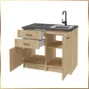 A kitchen cabinet unit with drawers and shelves, featuring a sink and faucet. Produktbild-Vorschau