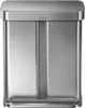 A front view of a stainless steel dual-compartment trash can with foot pedals. Podgląd zdjęcia produktu