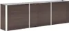 A long, rectangular garden raised bed with a brown, wood-grain textured surface and silver metal framing. Produktbild-Vorschau