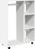 A white wardrobe unit with shelves and a hanging rail, shown from the front. Voir les images du produit