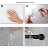 A four-panel instructional image showing how to install curtain rod holders. Produktbild-Vorschau
