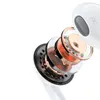 A close-up, exploded view of the internal components of a white earbud. Produktbild-Vorschau