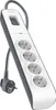 A white and gray Belkin surge protector with four outlets and a power cord with a European plug. Náhled obrázku produktu