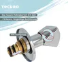 A close-up of a faucet valve part with descriptive text and arrows indicating its function. Produktbild-Vorschau
