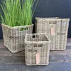 Rattan Pflanzkorb Set 3 Stück Kubu Grau quadratisch mit Produktbild-Vorschau 3