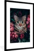 MuchoWow® Gerahmtes Poster Katze - Blumen - Tiere - Produktbild-Vorschau 1