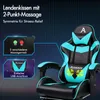 A gaming chair with promotional text and icons highlighting its features. Produktbild-Vorschau